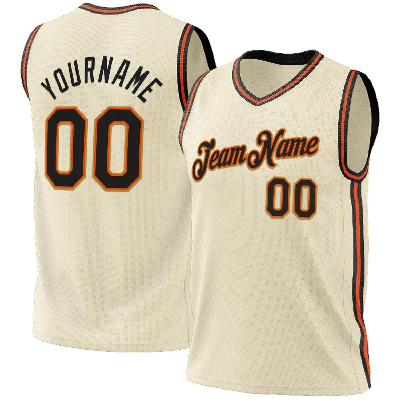 Basketball Jersey For Top Reviews-Custom Cream Black Orange-Old Gold Authentic Throwback Basketball Jersey