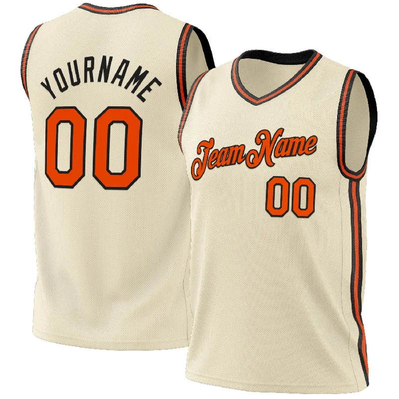 Basketball Jersey For Fan Gear-Custom Cream Orange-Black Authentic Throwback Basketball Jersey