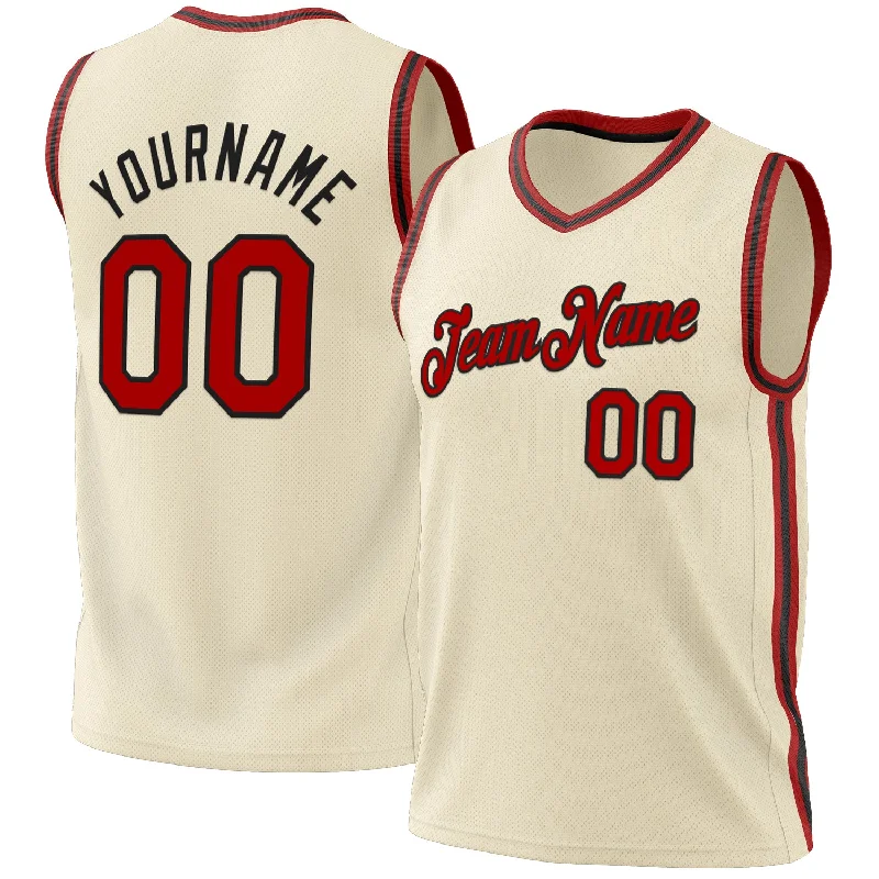 Basketball Jersey With Legacy Prints-Custom Cream Red-Black Authentic Throwback Basketball Jersey