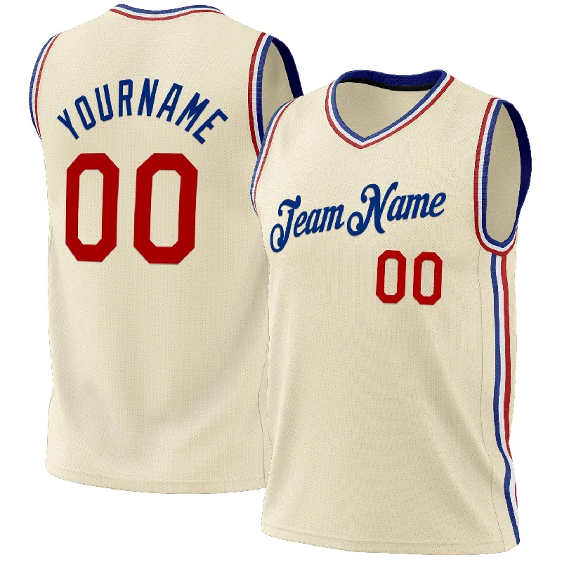 Basketball Jersey With Enhanced Comfort-Custom Cream Red-Royal Authentic Throwback Basketball Jersey