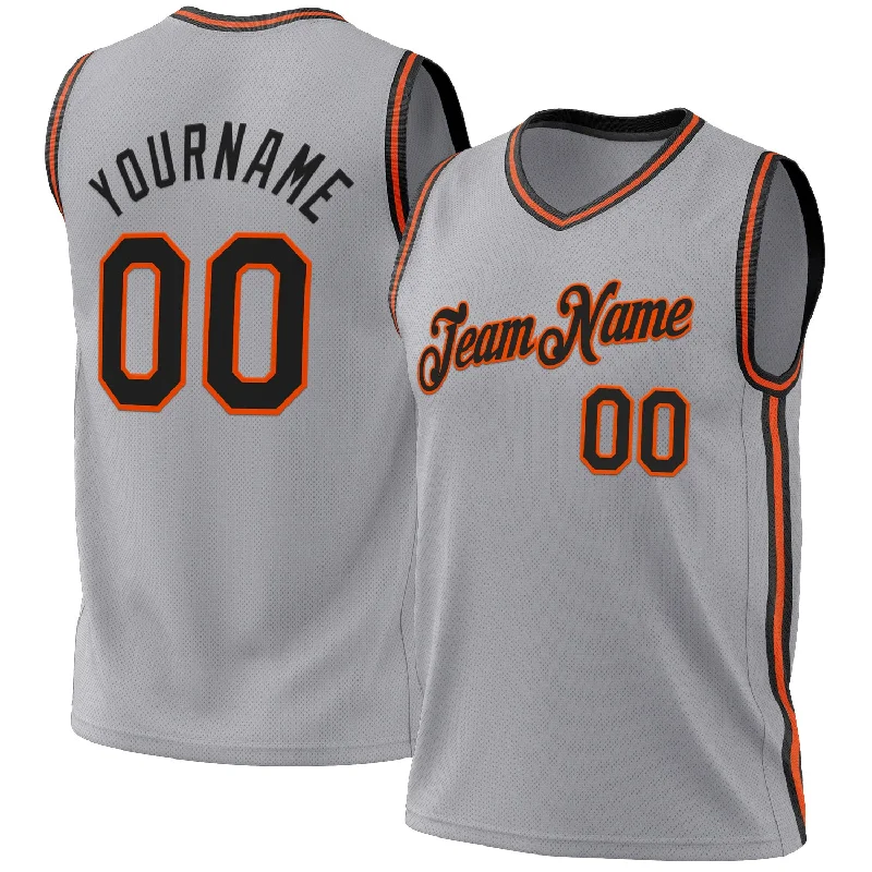 Basketball Jersey With Urban Look-Custom Gray Black-Orange Authentic Throwback Basketball Jersey