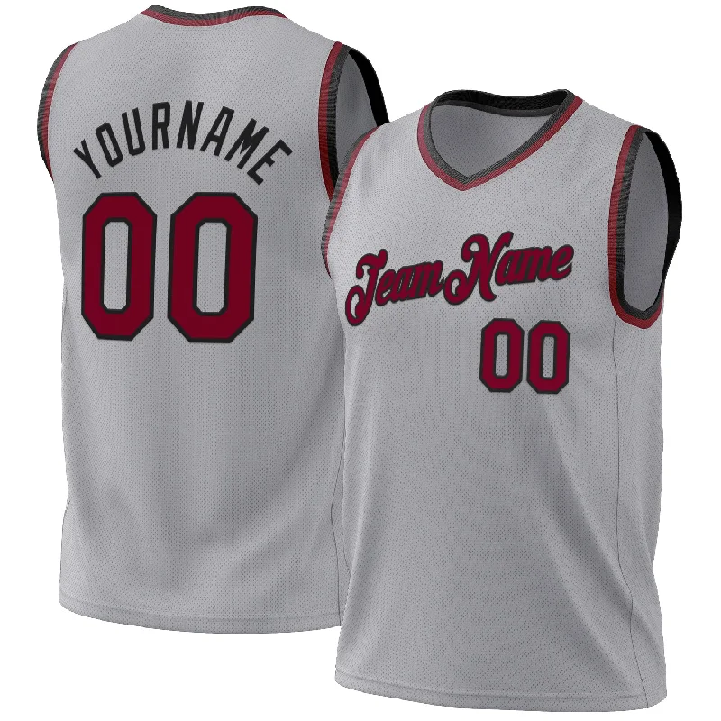 Basketball Jersey For Viral Styles-Custom Gray Maroon-Black Authentic Throwback Basketball Jersey