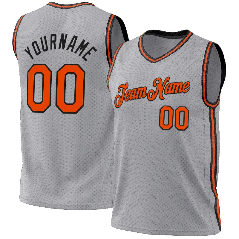 Basketball Jersey With Free Shipping-Custom Gray Orange-Black Authentic Throwback Basketball Jersey