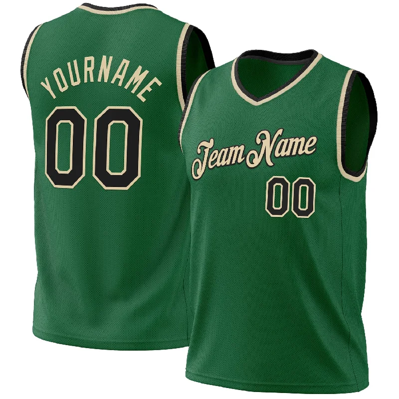 Basketball Jersey For Collectors-Custom Kelly Green Black-Cream Authentic Throwback Basketball Jersey