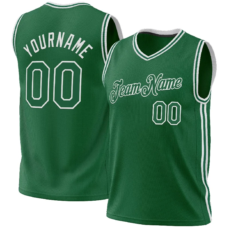 Basketball Jersey For Power Forwards-Custom Kelly Green White Authentic Throwback Basketball Jersey