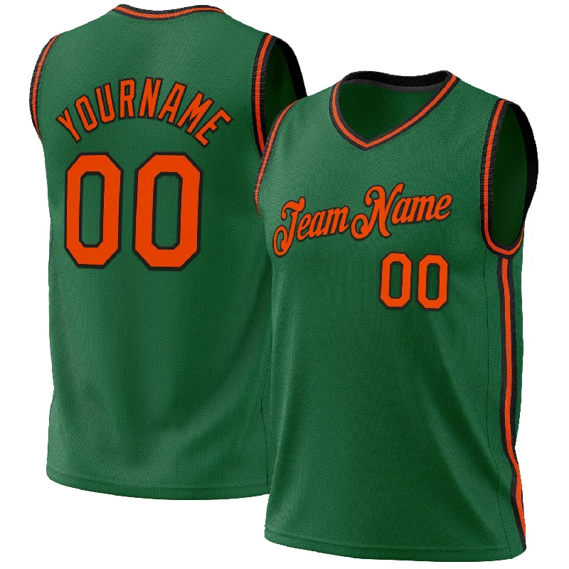 Basketball Jersey For Bulk Orders-Custom Kelly Green Orange-Black Authentic Throwback Basketball Jersey