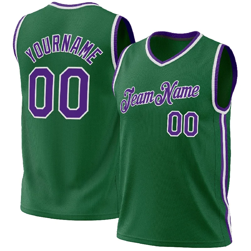 Basketball Jersey For Streetball-Custom Kelly Green Purple-White Authentic Throwback Basketball Jersey