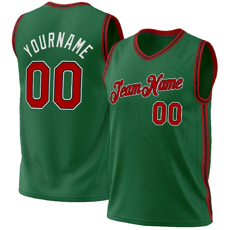 Basketball Jersey For Restock Alerts-Custom Kelly Green Red-Black Authentic Throwback Basketball Jersey