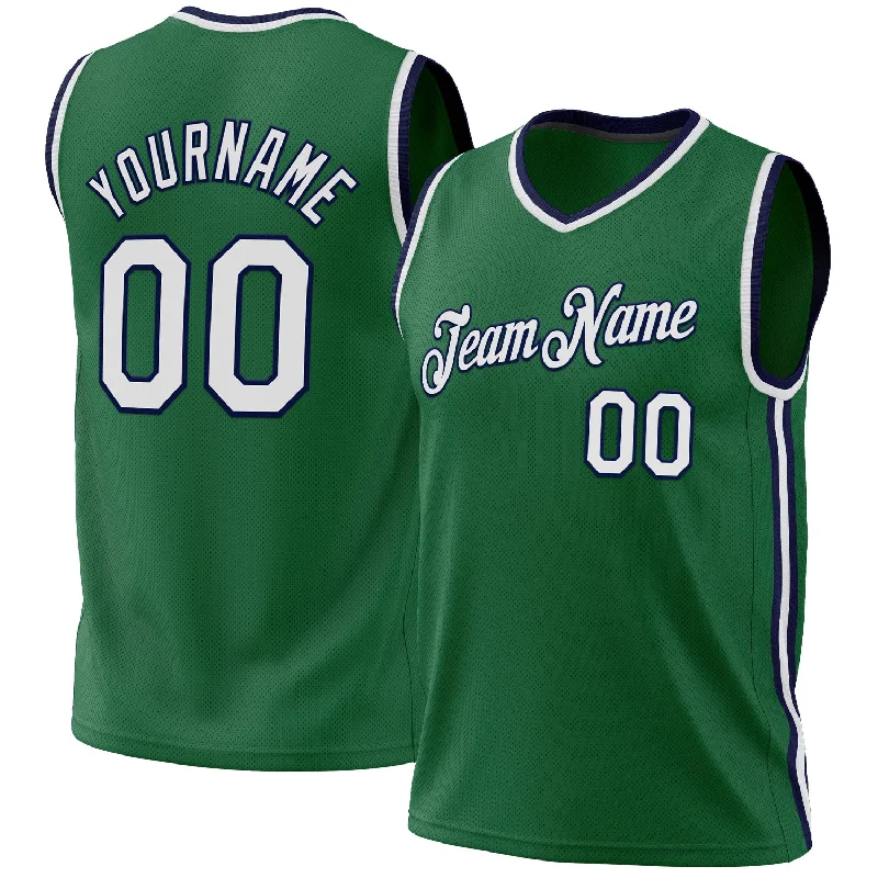 Basketball Jersey In Blue-Custom Kelly Green White-Navy Authentic Throwback Basketball Jersey