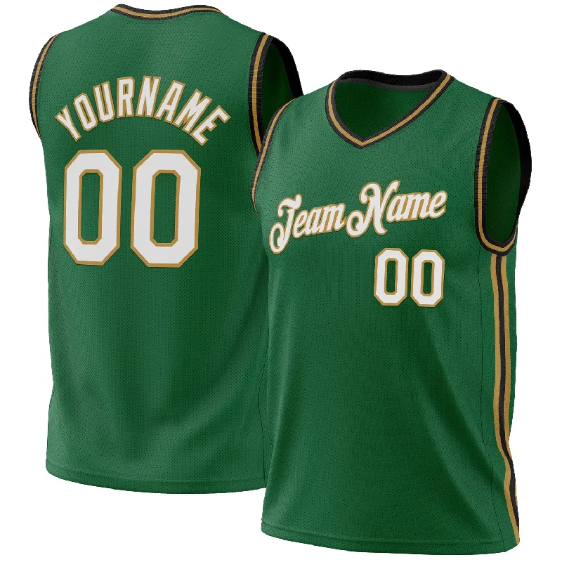 Basketball Jersey For Comfort-Custom Kelly Green Old Gold-Black Authentic Throwback Basketball Jersey