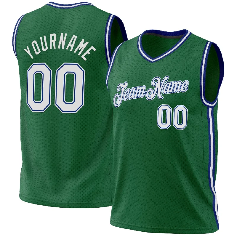 Basketball Jersey With Smart Design-Custom Kelly Green White-Royal Authentic Throwback Basketball Jersey