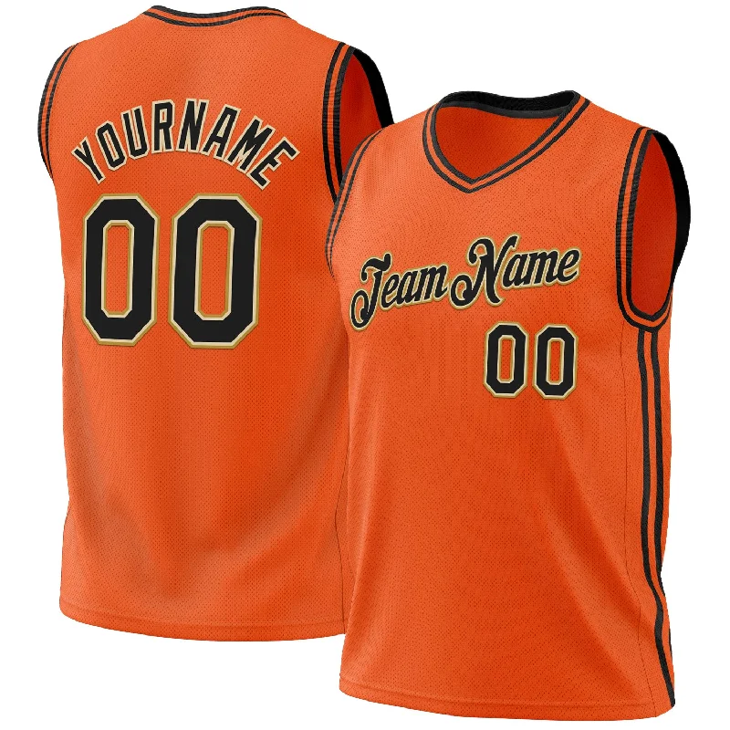 Basketball Jersey For Shooting Guards-Custom Orange Black Cream-Old Gold Authentic Throwback Basketball Jersey