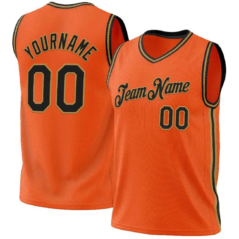 Basketball Jersey For NBA Fans-Custom Orange Black-Old Gold Authentic Throwback Basketball Jersey