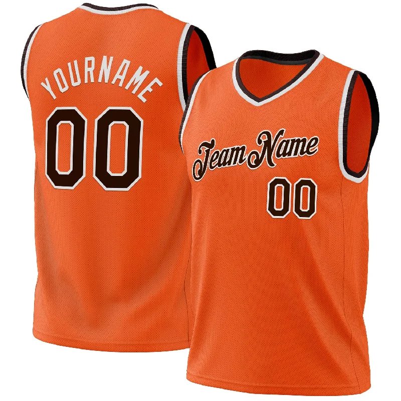 Basketball Jersey For Men-Custom Orange Brown-White Authentic Throwback Basketball Jersey