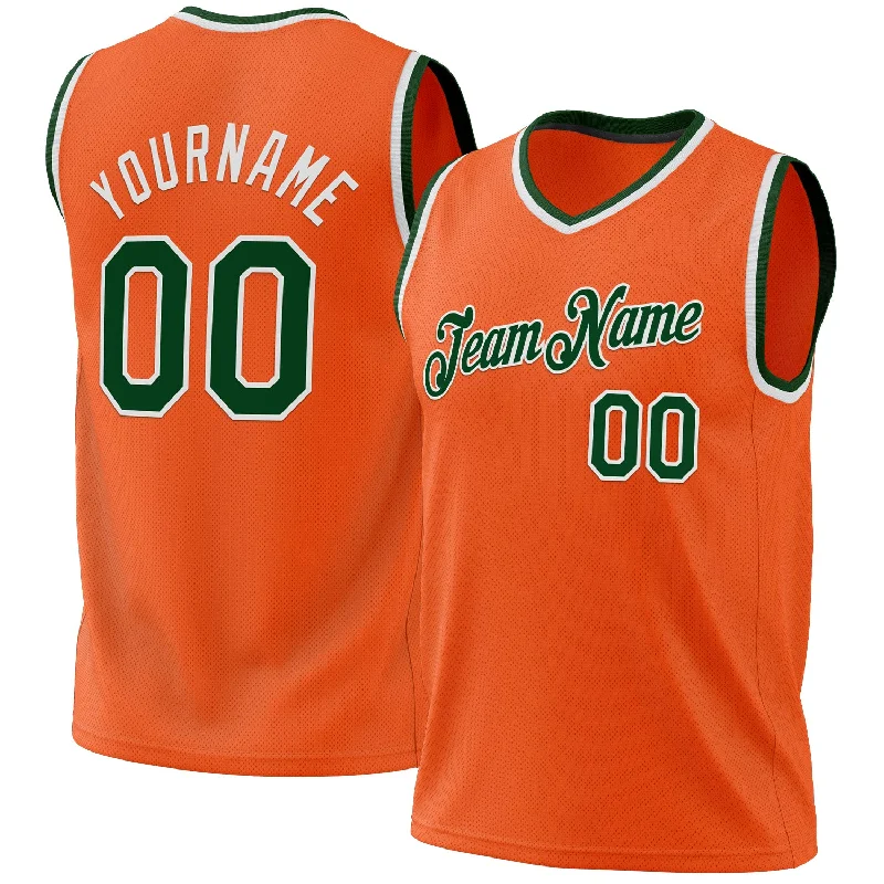 Basketball Jersey With Player Names-Custom Orange Green-White Authentic Throwback Basketball Jersey