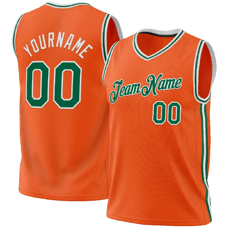 Basketball Jersey For Small Frames-Custom Orange Kelly Green-White Authentic Throwback Basketball Jersey