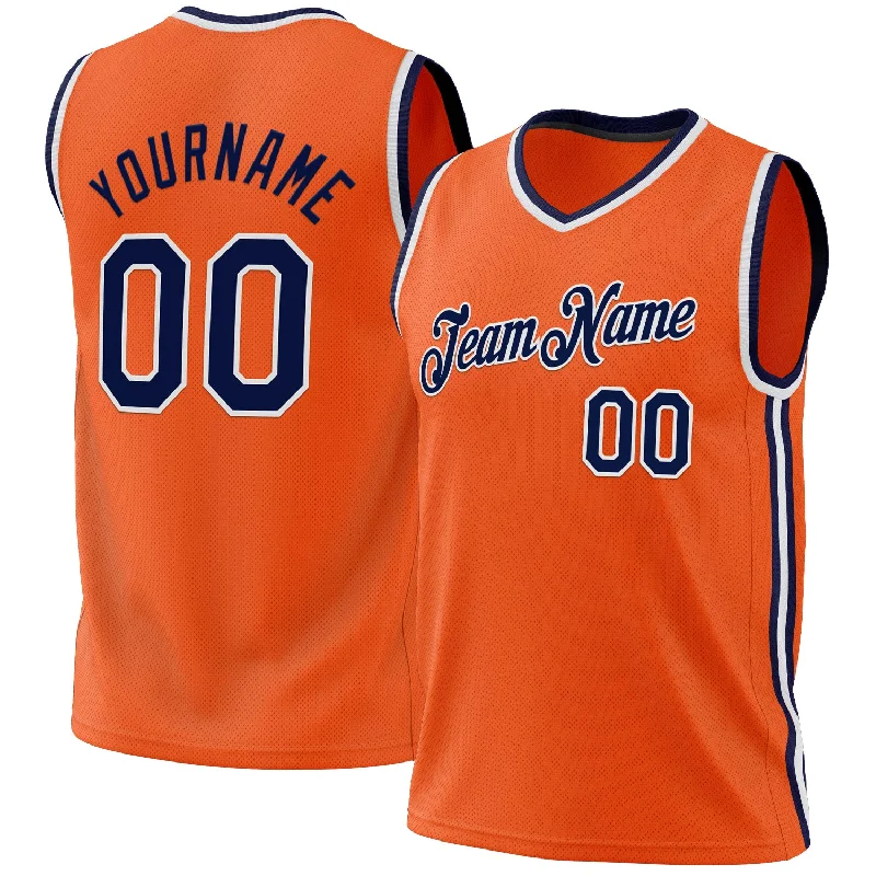 Basketball Jersey For Hall Of Fame-Custom Orange Navy-White Authentic Throwback Basketball Jersey