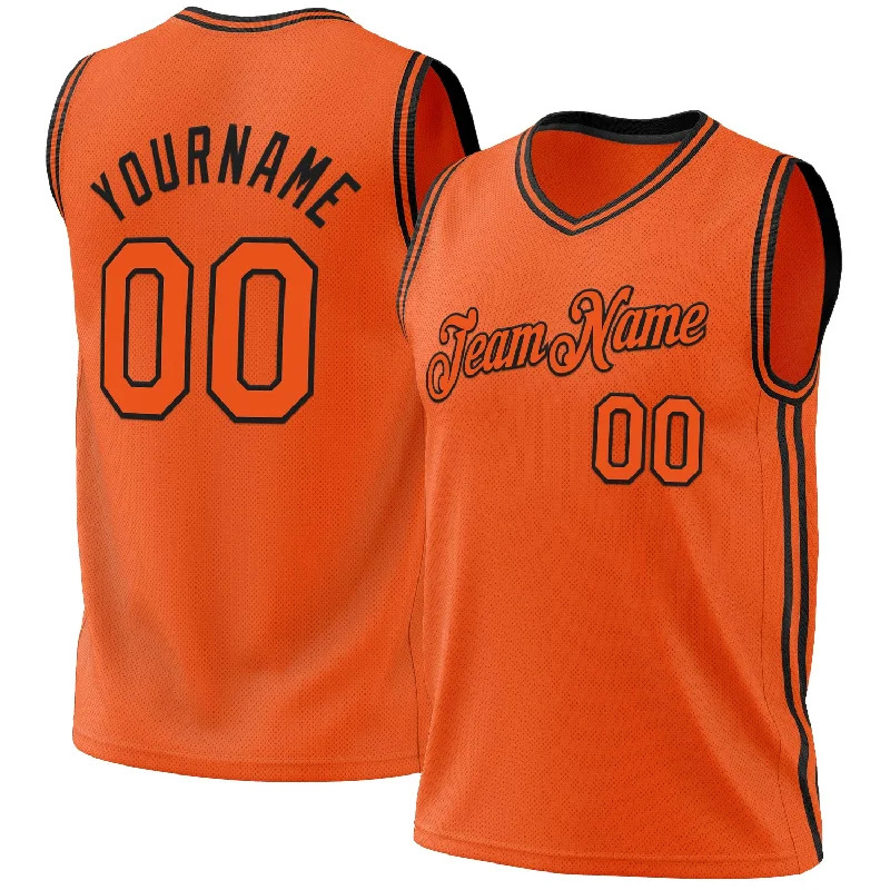 Basketball Jersey For Hardwood Floors-Custom Orange Black Authentic Throwback Basketball Jersey