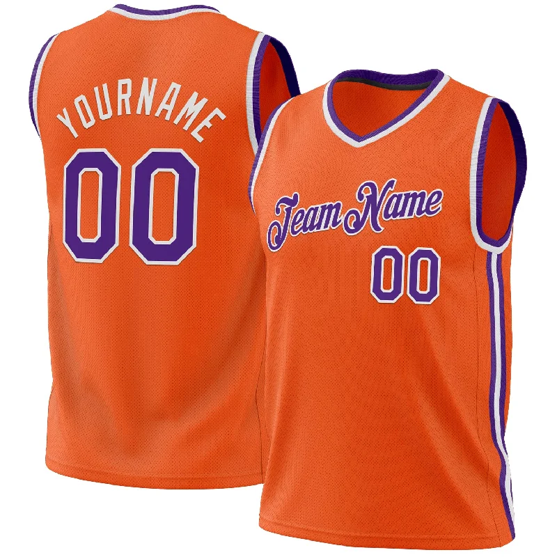 Basketball Jersey For Practice-Custom Orange Purple-White Authentic Throwback Basketball Jersey