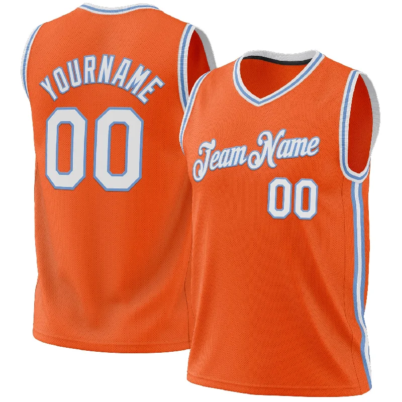 Basketball Jersey With Affordable Prices-Custom Orange White-Light Blue Authentic Throwback Basketball Jersey