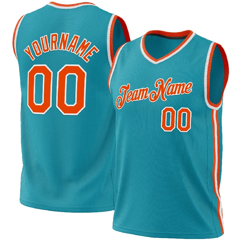 Basketball Jersey For Rainy Days-Custom Teal Orange-White Authentic Throwback Basketball Jersey