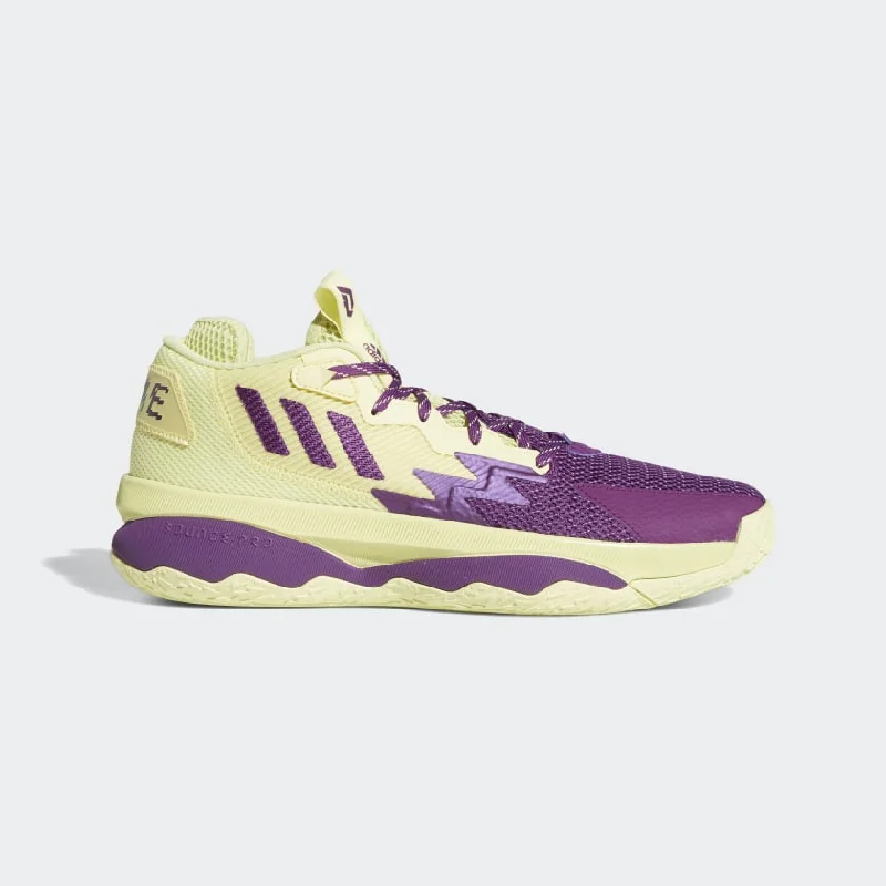 Basketball Shoes With Stylish Laces-adidas DAME 8 Shoes | Yellow-Purple | Unisex