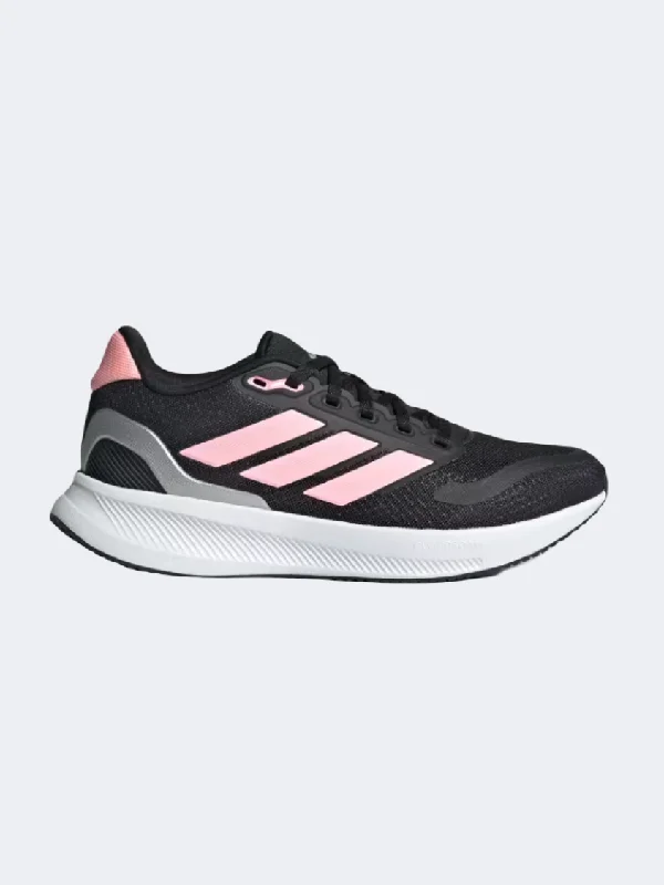 Basketball Shoes With Cushioning-Adidas Runfalcon 5 Gs Girls Running Shoes Black/Pink/Silver