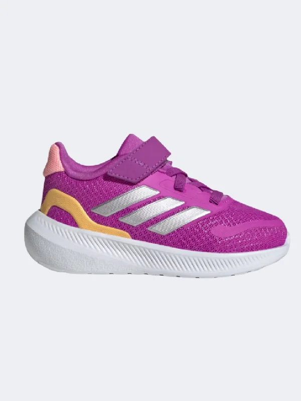 Basketball Shoes For Kids-Adidas Runfalcon 5 Infant Girls Running Shoes Purple/Silver/Spark