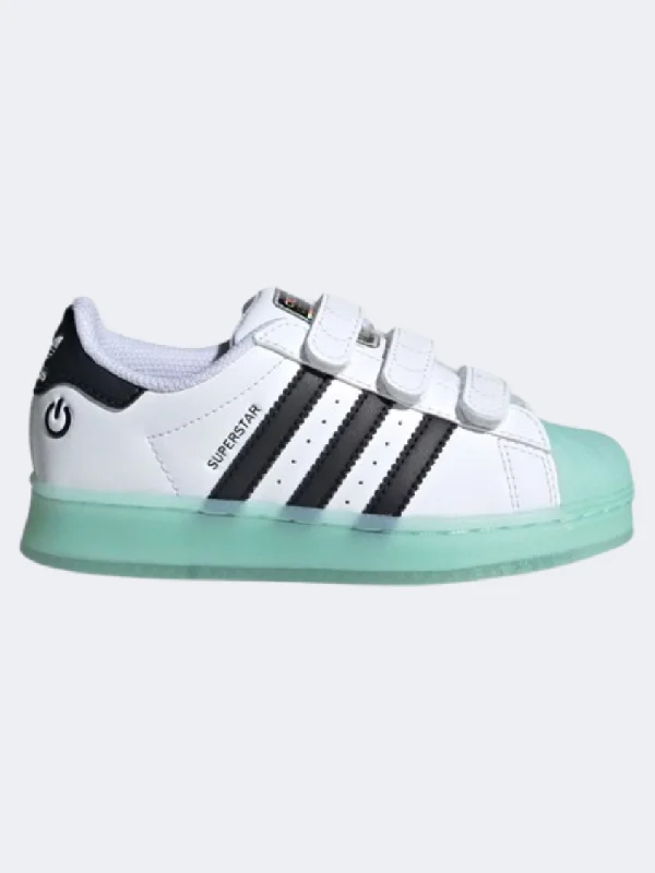 Basketball Shoes In White-Adidas Superstar Led Light Ps-Boys Originals Shoes White/Aqua/Black