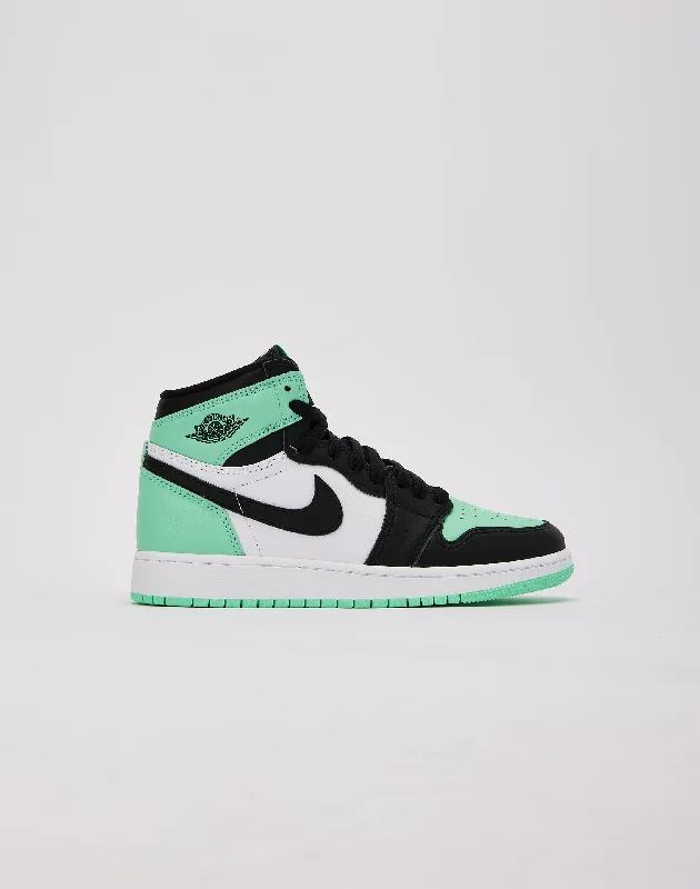 Basketball Shoes With Bold Patterns-Jordan Air Jordan 1 Retro High OG 'Green Glow' Grade-School