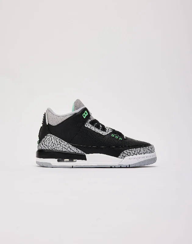 Basketball Shoes With Adidas Branding-Jordan Air Jordan 3 Retro 'Green Glow' Grade-School