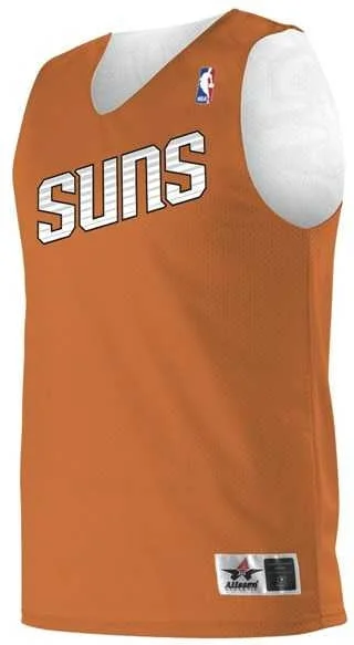 Basketball Jersey For 80s Style-Alleson Athletic A115LY Youth NBA Logo'd Reversible Jersey - Burnt Orange White Phoenix Suns