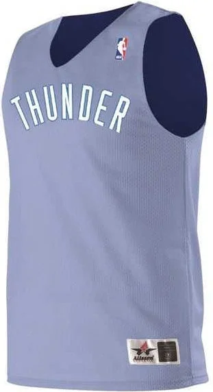 Basketball Jersey With Urban Look-Alleson Athletic A115LY Youth NBA Logo'd Reversible Jersey - Columbia Blue Navy Oklahoma City Thunder