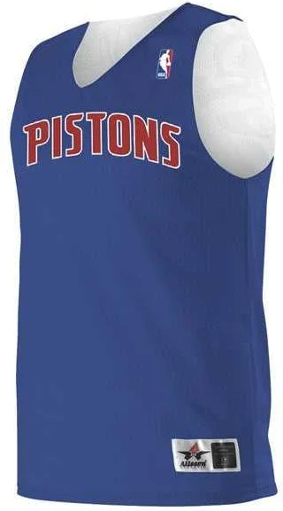 Basketball Jersey With Free Shipping-Alleson Athletic A115LY Youth NBA Logo'd Reversible Jersey - Detroit Pistons