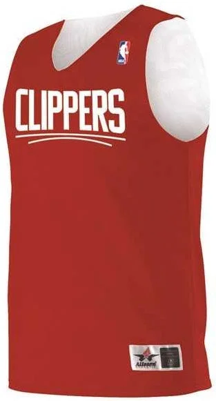 Basketball Jersey With Celebrity Wears-Alleson Athletic A115LY Youth NBA Logo'd Reversible Jersey - Los Angeles Clippers