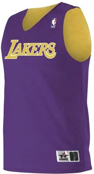 Basketball Jersey For Iconic Moments-Alleson Athletic A115LY Youth NBA Logo'd Reversible Jersey - Los Angeles Lakers