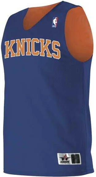 Basketball Jersey For Athletic Build-Alleson Athletic A115LY Youth NBA Logo'd Reversible Jersey - Royal Burnt Orange New York Knicks