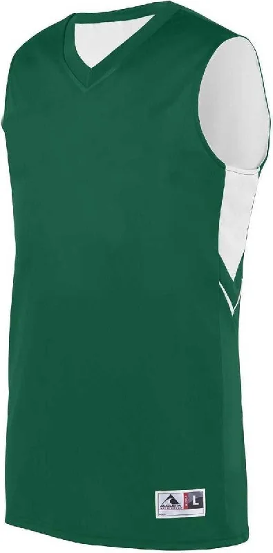 Basketball Jersey With Stretch Material-Augusta 1166 Alley-Oop Reversible Jersey - Dark Green White