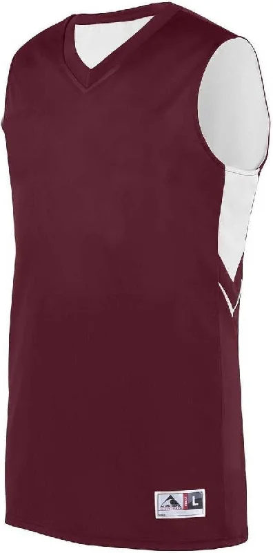 Basketball Jersey For Small Frames-Augusta 1166 Alley-Oop Reversible Jersey - Maroon White