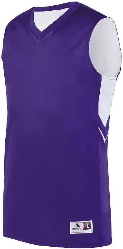 Basketball Jersey With Loose Style-Augusta 1167 Youth Alley-Oop Reversible Jersey - Purple White