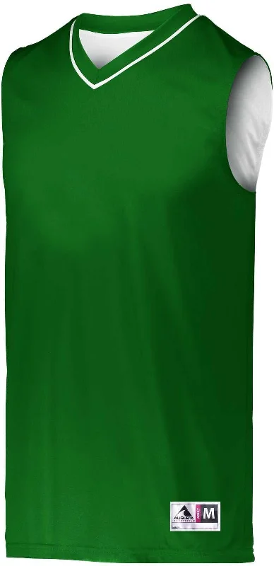 Basketball Jersey For Viral Styles-Augusta 153 Youth Reversible Two-Color Jersey - Dark Green White