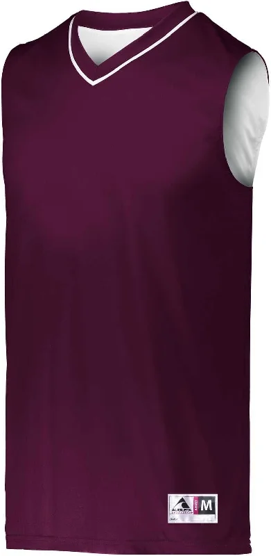 Basketball Jersey For Fan Gear-Augusta 153 Youth Reversible Two-Color Jersey - Maroon White