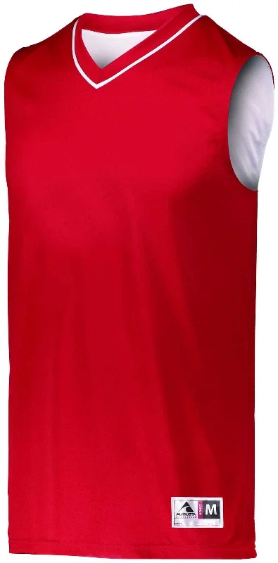 Basketball Jersey With Adjustable Straps-Augusta 153 Youth Reversible Two-Color Jersey - Red White