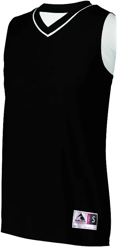 Basketball Jersey With Slim Fit-Augusta 154 Ladies Reversible Two-Color Jersey - Black White