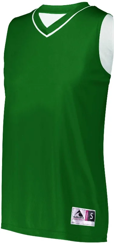 Basketball Jersey For Athletic Build-Augusta 154 Ladies Reversible Two-Color Jersey - Dark Green White