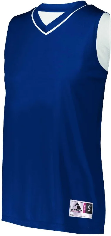 Basketball Jersey For Performance Wear-Augusta 154 Ladies Reversible Two-Color Jersey - Navy White