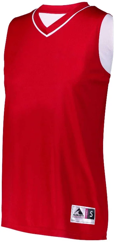 Basketball Jersey With Enhanced Comfort-Augusta 154 Ladies Reversible Two-Color Jersey - Red White