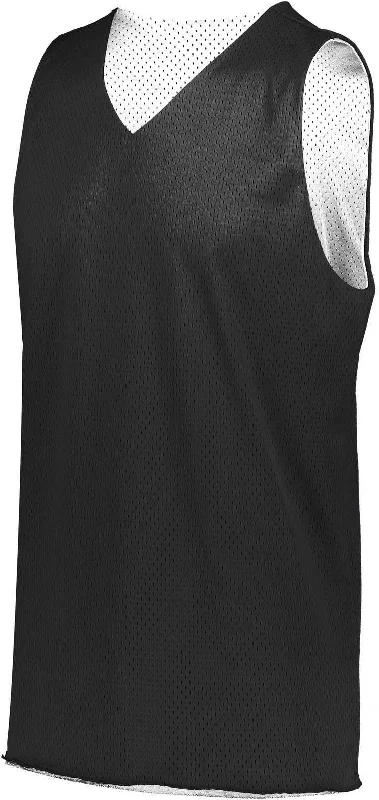 Basketball Jersey For Impact Resistance-Augusta 161 Tricot Mesh Reversible Jersey 2.0 - Black White