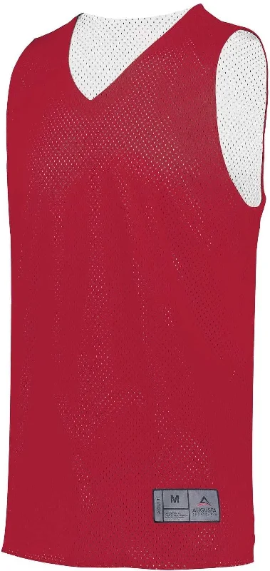 Basketball Jersey With Compact Fold-Augusta 161 Tricot Mesh Reversible Jersey 2.0 - Scarlet White