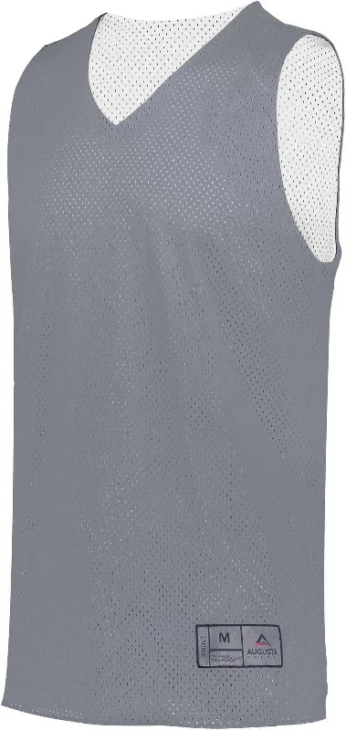 Basketball Jersey For Kids’ Sizes-Augusta 162 Youth Tricot Mesh Reversible 2.0 Jersey - Graphite White